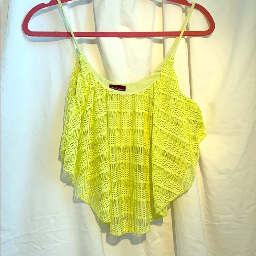 3/12 Seductions neon yellow lace crop top small